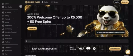 Goldenpanda Casino Willkommensbonus 200% bis 7500 Euro